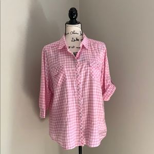 Pink and white gingham top